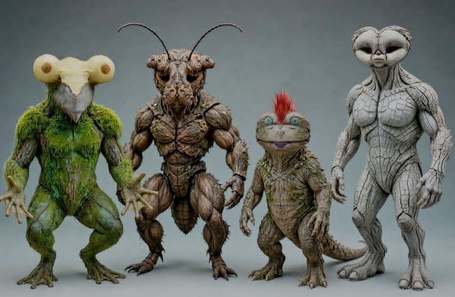 Creanature™ — Four legendary tree bark superhero beings